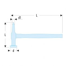FACOM 868D.40PLD1 - 40x23mm Round Flat + Straight Pein Sheet Metal Hammer