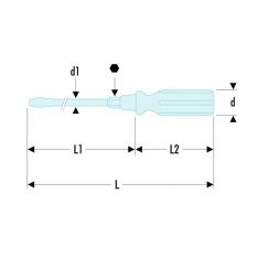 FACOM ATHH.X - Slotted Flared Wooden Handle Bolster Screwdriver