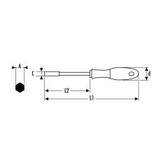 EXPERT by FACOM E74A.X - Metric 6pt Hex Socket Comfort Grip Screwdriver