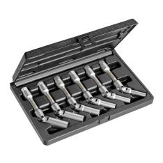 EXPERT by FACOM E200311 - 6pc 3/8'' Square Drive Long Hinged Metric 6Pt Glow Plug Socket Set + Case