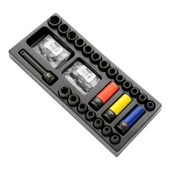 EXPERT by FACOM E041604 - 26pc 1/2&quot; Square Drive Metric 6pt Impact Socket Module