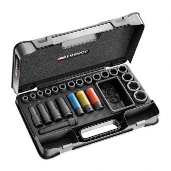 FACOM NS.550BPB - 24pc 1/2" Square Drive Std+Long 6pt Metric Impact Socket Set
