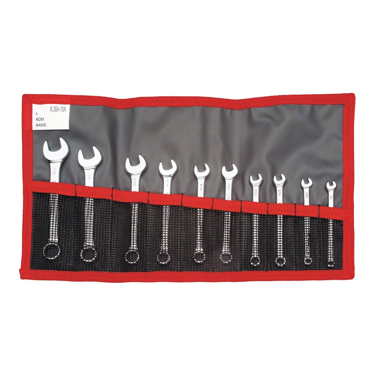 39.JU10T 10pc Inch Stubby Combination Spanner Set + Roll ETS