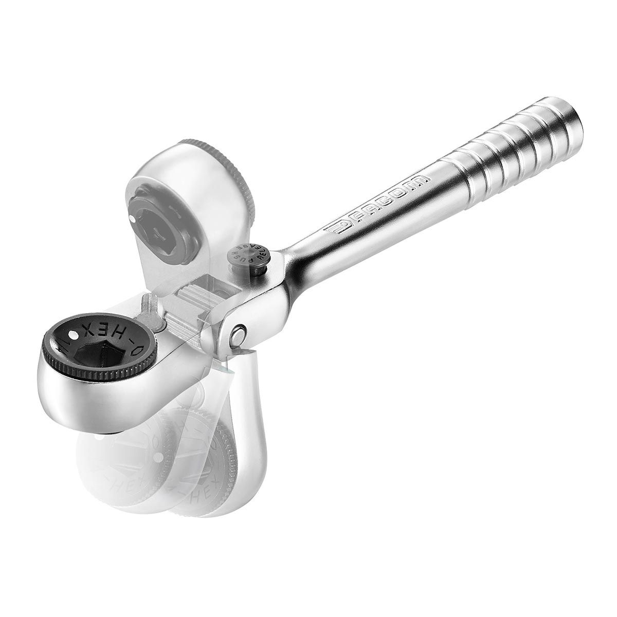 R.180PB 1/4" Hex Drive Hinged Head Ratchet + Extension Set ETS