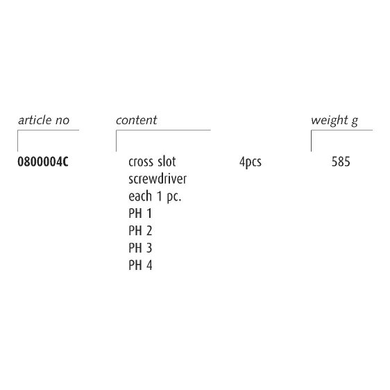 ENDRES 0800004C - 4pc Non-Sparking Phillips Screwdriver Set