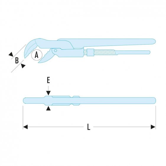 FACOM 121A.X - Swedish 45' Offset Curved Jaw Pipe Spanner