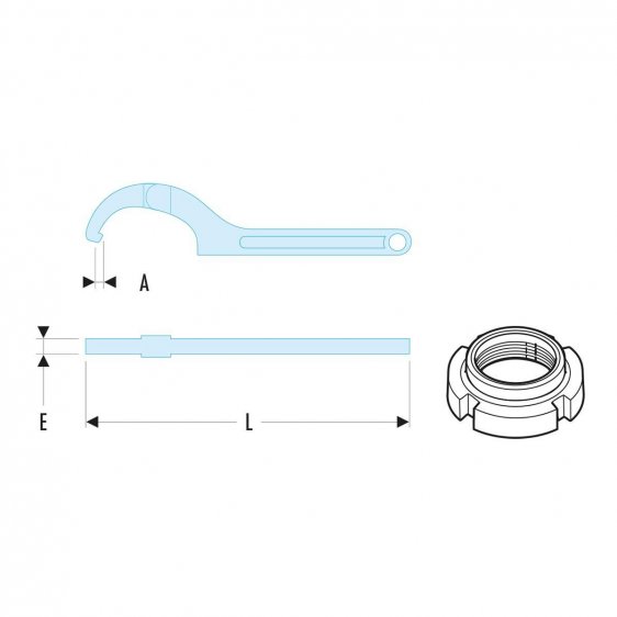FACOM 125A.X - Hinged Hook + Pin Spanner