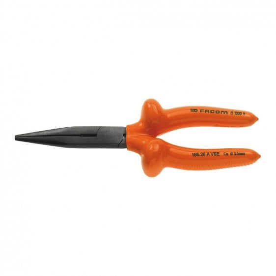FACOM 185.20AVSE - 200mm Insulated Straight Long Half-Round Combination Pliers