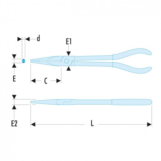 FACOM 185.34L - 340mm Long Reach Straight Long Nose Comfort Grip Pliers