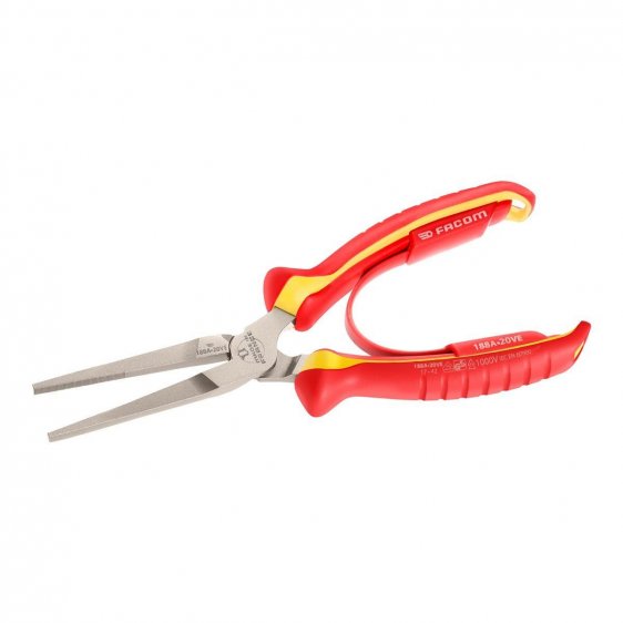FACOM 188A.20VE - 200mm Insulated Straight Long Flat Comfort Grip Pliers