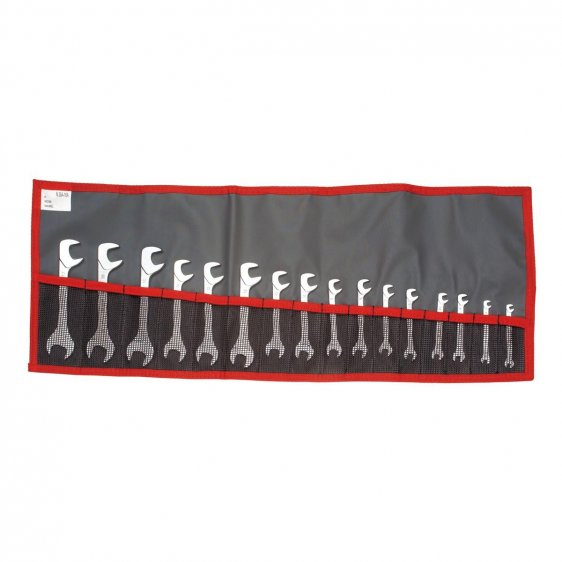 FACOM 34.JL16T - 16pc Metric Stubby Offset Open Jaw Spanner Set + Roll