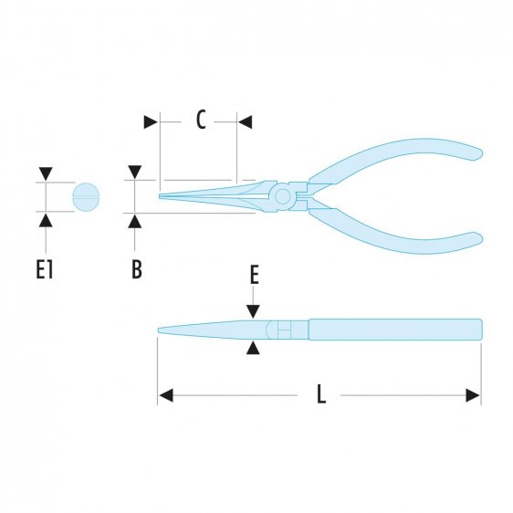 FACOM 422.MT - 130mm Straight Long Smooth Half-Round Micro-Tech Pliers