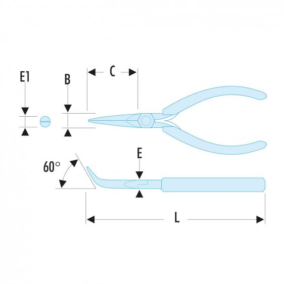 FACOM 423.MT - 125mm Angled Long Fine Smooth Half-Round Micro-Tech Pliers