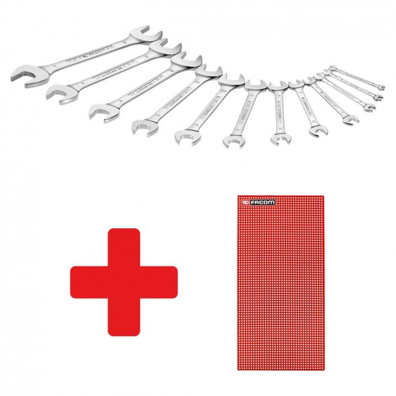 FACOM 44.P16E - 16pc Metric Open Jaw Spanner Set + Panel
