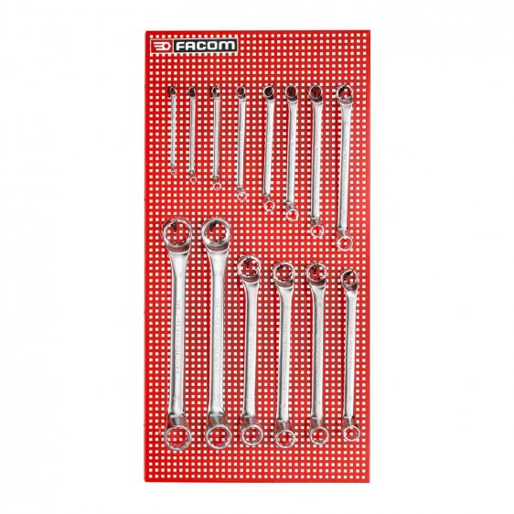 FACOM 55A.P14E - 14pc Metric Deep Offset Ring Spanner Set + Panel