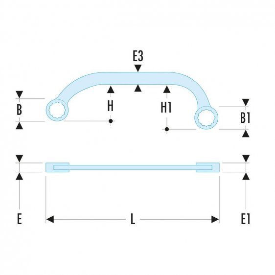 FACOM 57.XM - Metric Half-Moon Flat Ring Spanner