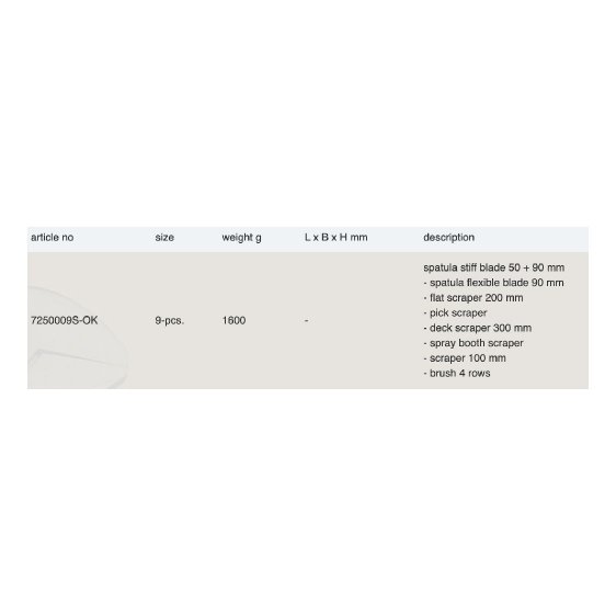 ENDRES 7250009S-OK - 9pc Non-Sparking Spray Booth Cleaning Tool Kit