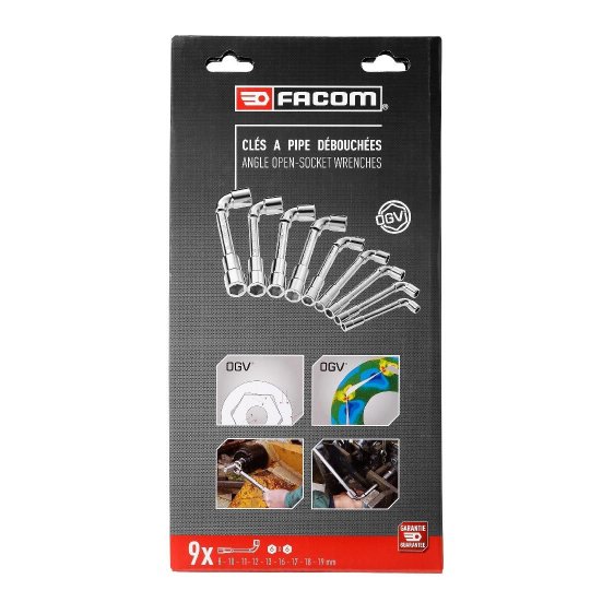 FACOM 75.J9PB - 9pc Metric 6x6pt Angled Socket Spanner Set