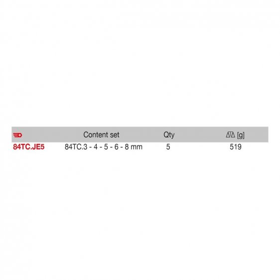 FACOM 84TC.JE5 - 5pc Metric Hex T-Handle Spinner Key Set