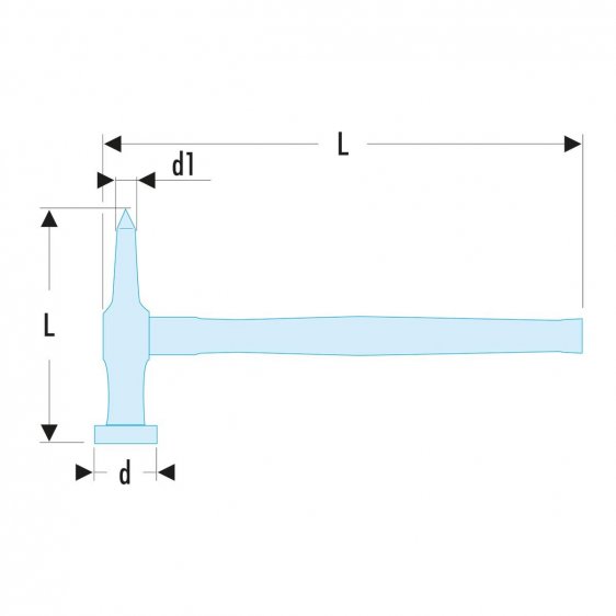 FACOM 868D.40PLD1 - 40x23mm Round Flat + Straight Pein Sheet Metal Hammer