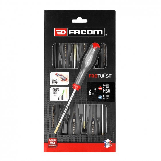FACOM AT.1PB - 6Pc Slotted Pozidriv Protwist Screwdriver Set