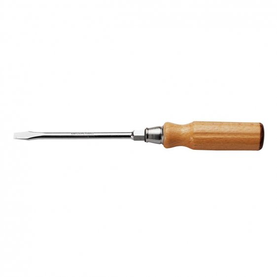FACOM ATHH.12X200 - 12x200mm Slotted Flared Wooden Handle Bolster Screwdriver