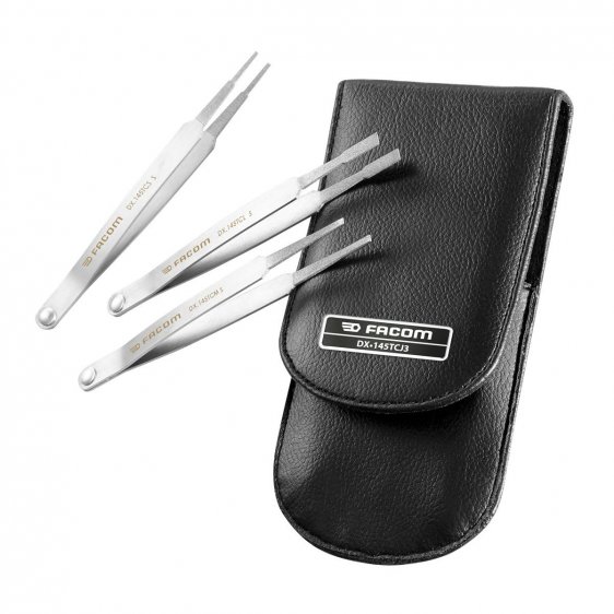 FACOM DX.145TCJ3 - 3pc Diamond Coated Tweezer File Set + Pouch