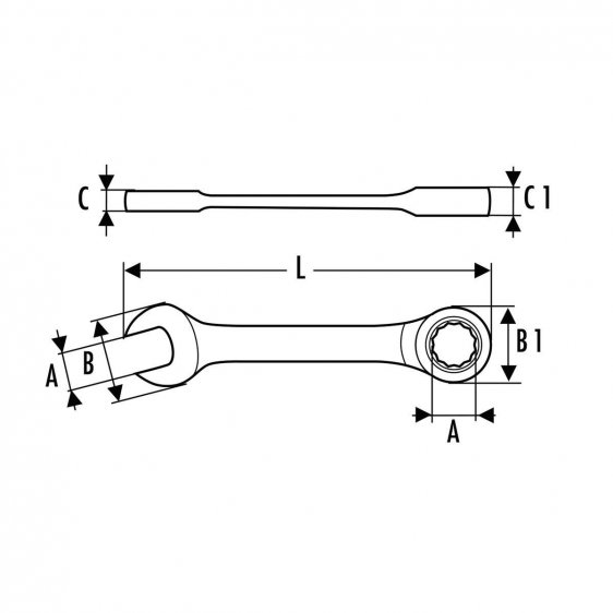 EXPERT by FACOM E467BS.XM - Metric Stubby Ratchet Combination Spanner
