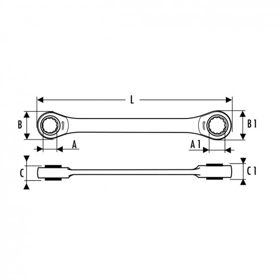 EXPERT by FACOM E64C.SXM - Metric 4in1 Ratchet Flat Ring Spanner