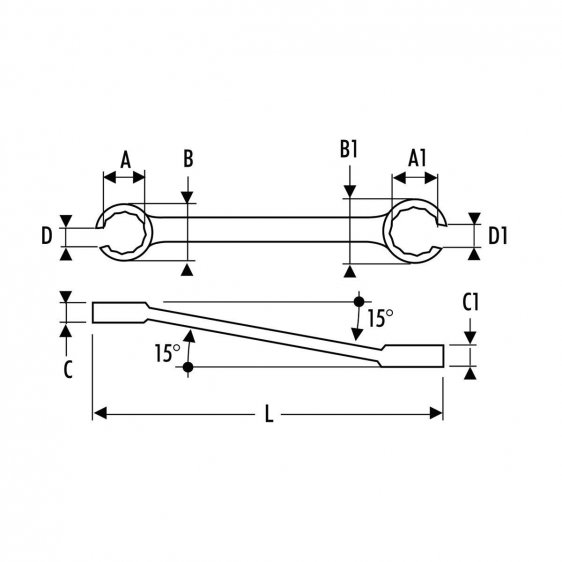 EXPERT by FACOM E42.XM - Metric Offset Flare Nut Spanner