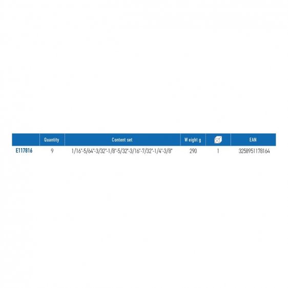 EXPERT by FACOM E117816 - 9pc Long Inch Hex Key Clip Set