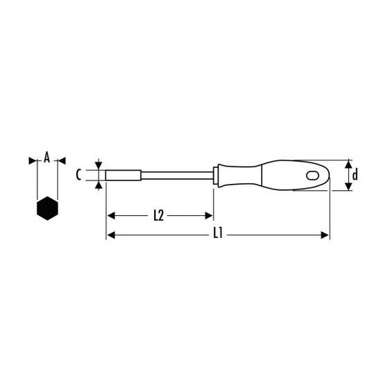 EXPERT by FACOM E74A.X - Metric 6pt Hex Socket Comfort Grip Screwdriver