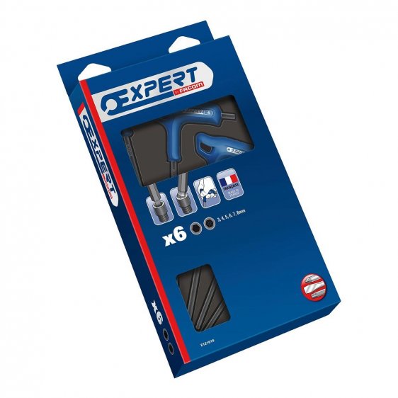 EXPERT by FACOM E121616 - 6pc Metric Ball Hex Comfort Grip T-Handle Key Set