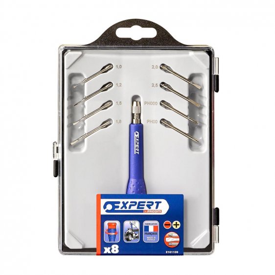 EXPERT by FACOM E161109 - 9pc Slotted Phillips Screw Bit Precision Screwdriver Set