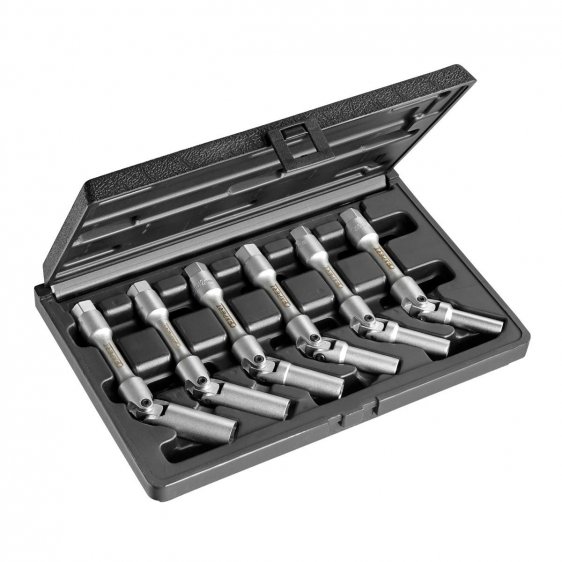 EXPERT by FACOM E200311 - 6pc 3/8'' Square Drive Long Hinged Metric 6Pt Glow Plug Socket Set + Case