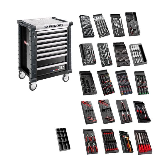 FACOM JET3.CM232GCH - 234pc General Metric Tool Kit In Module Trays + Roller Cabinet Black