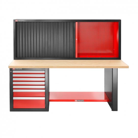FACOM JLS2-2MW7DSCH - 2182mm 7drawer JETLINE+ High 2m Wooden Work Bench + 7 Drawer 3 Mod Base Unit + Top Unit