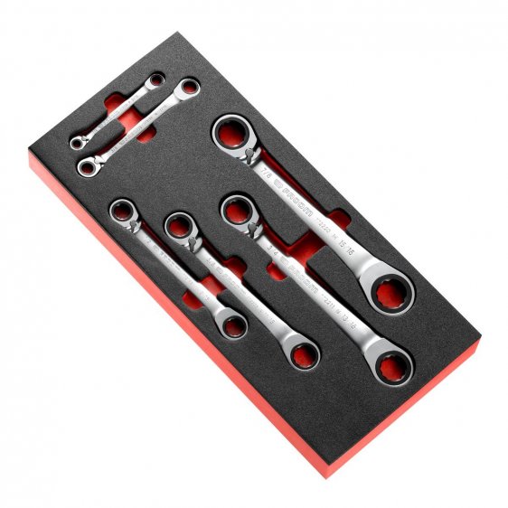 FACOM MODM.65JU6 - 6pc Inch Ratchet Offset Ring Spanner Foam Module
