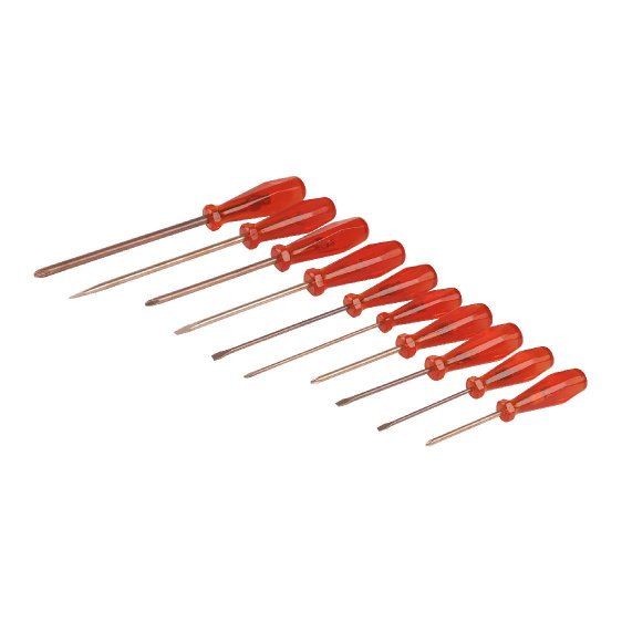 ENDRES 0800003C - 10pc Non-Sparking Slotted Phillips Screwdriver Set