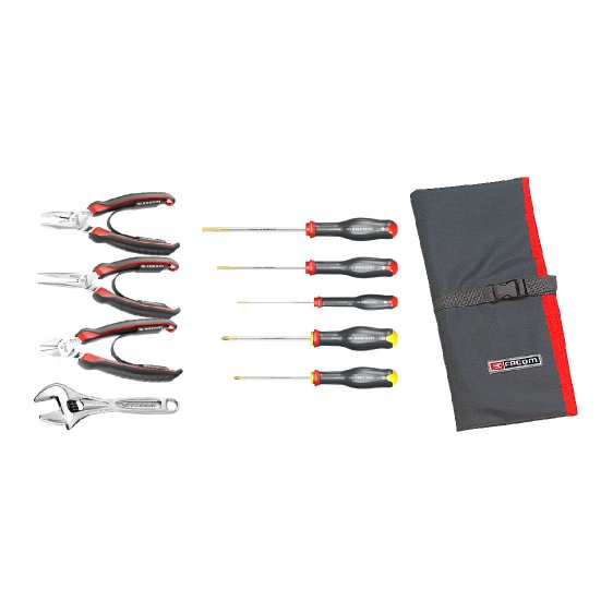 FACOM 184.J6CPE - 9pc Maintenance Plier + Screwdriver Set + Roll