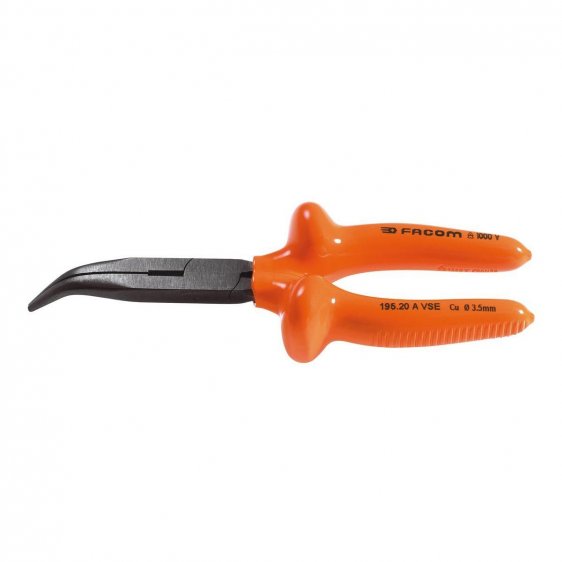 FACOM 195.20AVSE - 200mm Insulated Angled Long Half-Round Combination Pliers