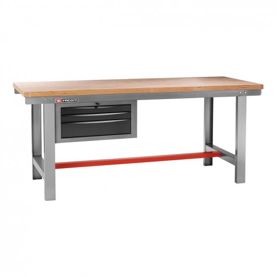 FACOM 2250.AT3 - Classic 2m Wooden Worktop Work Bench + 3 Drawers