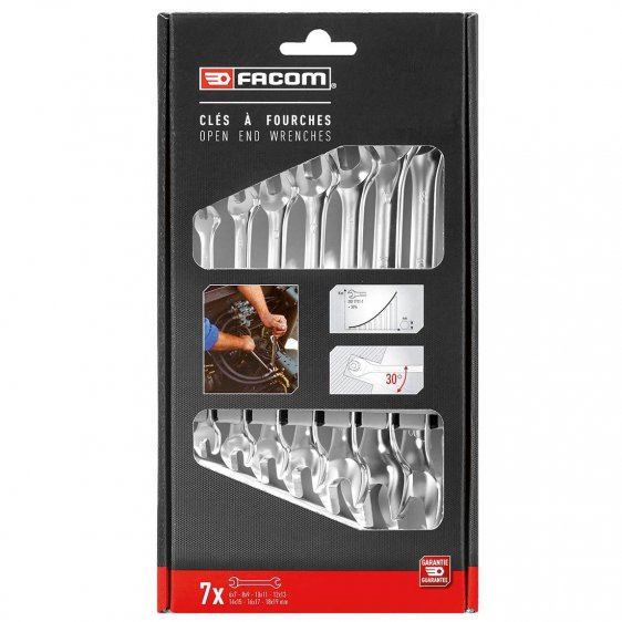 FACOM 44.J7PB - 7pc Metric Open Jaw Spanner Set