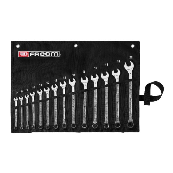 FACOM 441.JV14GRPPB - 14pc Metric 6 Point Mid Long Combination Spanner Set + Roll