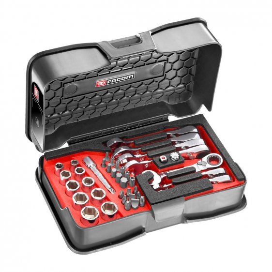 FACOM 467BS.BOXPB - 40pc Metric Stubby Ratchet Combination Spanner Set + Case