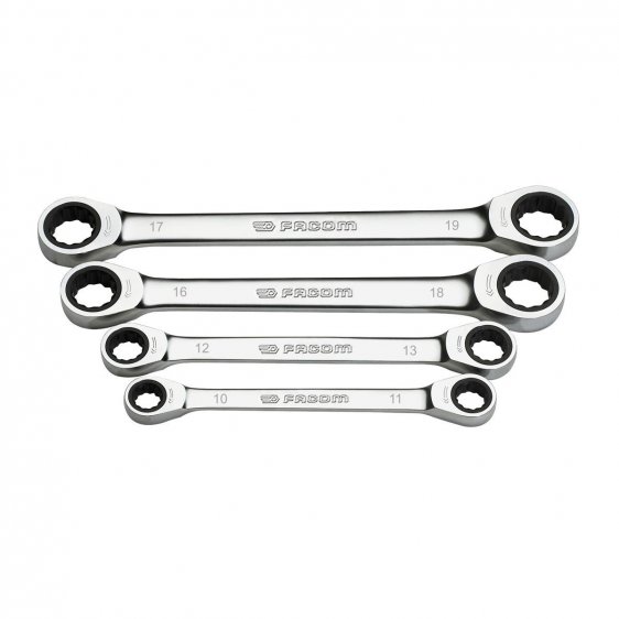 FACOM 64.J4 - 4pc Metric Ratchet Flat Ring Spanner Set