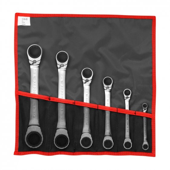 FACOM 65.JU6T - 6pc Inch Ratchet Offset Ring Spanner Set + Roll