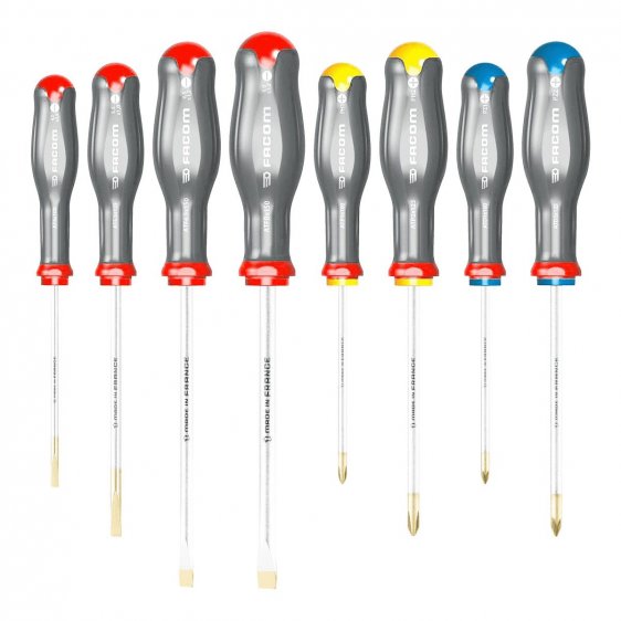 FACOM AT.J8PB - 8Pc Slotted Pozidriv Phillips Protwist Screwdriver Set