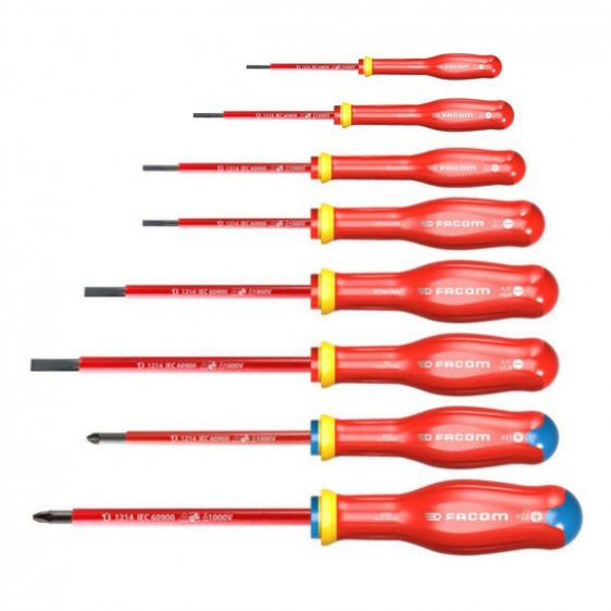 FACOM ATD.J8VE - 8pc Insulated Slotted Pozidriv Protwist Screwdriver Set