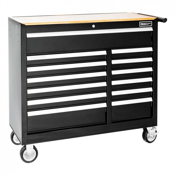 BRITOOL E010235B - Classic Wide 13 Drawer 3+1 Mod Roller Cabinet Black